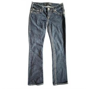 1921 Jeans Slim Bootcut Dark‎ Wash Contrast Stitch Low Rise Size 27